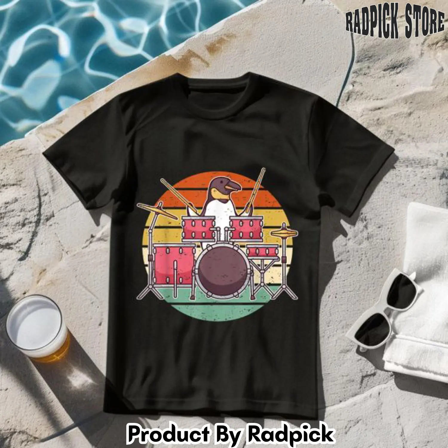 Drummer percussion i drum kit penguin tshirt rp2556599